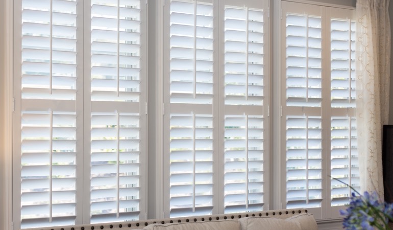 Faux wood plantation shutters in Minneapolis